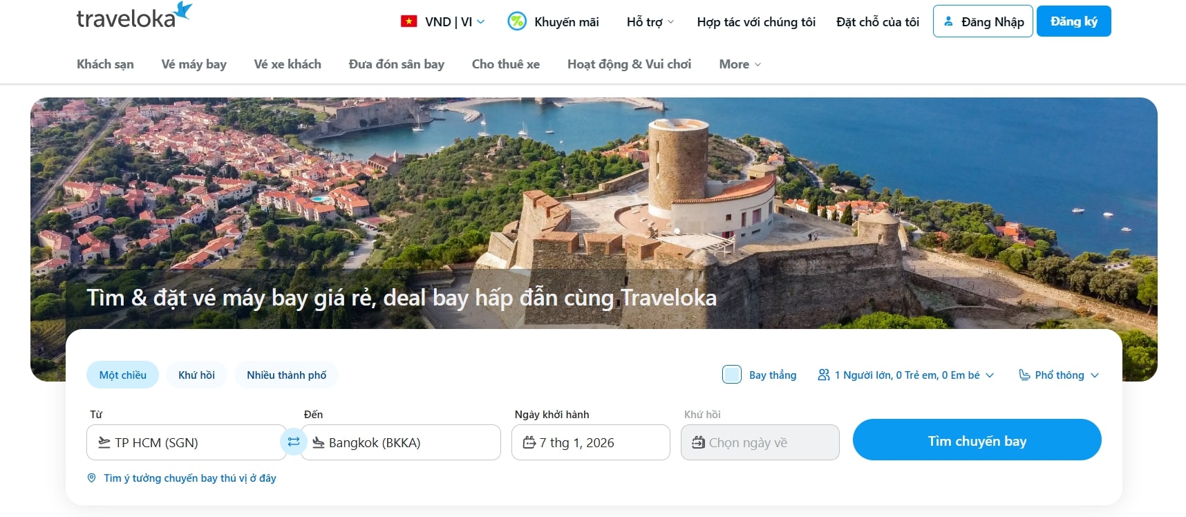 Đặt vé máy bay Vietnam Airlines trên Traveloka