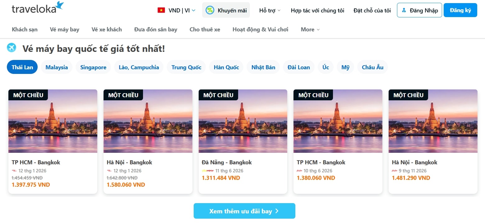 Vé máy bay Vietnam Airlines quốc tế trên Traveloka