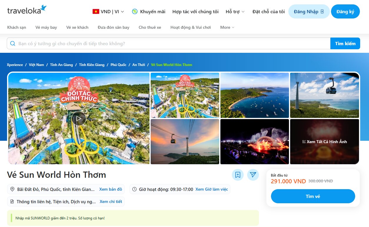 Đặt vé du lịch bằng Traveloka